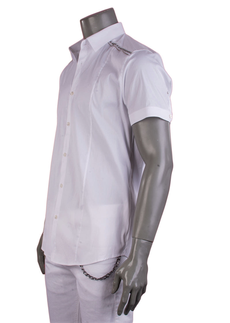 White Shoulder Studded Shirt