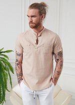 Beige Half-Placket Shirt