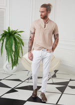 Beige Half-Placket Shirt