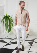 Beige Half-Placket Shirt