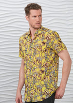 Yellow Leopard Floral Print Shirt