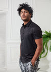 Black Snake Print Studded Shirt