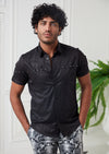 Black Snake Print Studded Shirt