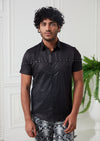 Black Snake Print Studded Shirt