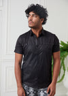 Black Snake Print Studded Shirt