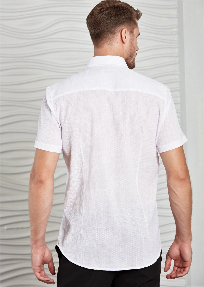 White Seersucker Short Sleeve Shirt