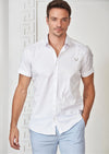 White Buckle Detailed Short Sleeve Shirt