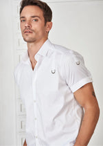 White Buckle Detailed Short Sleeve Shirt