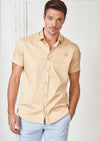 Beige Buckle Detailed Short Sleeve Shirt