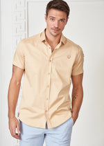 Beige Buckle Detailed Short Sleeve Shirt