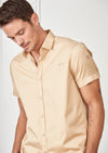 Beige Buckle Detailed Short Sleeve Shirt