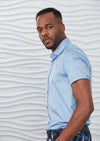 Blue Buckle Detailed Short Sleeve Shirt