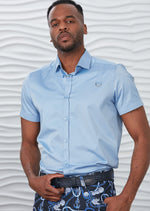 Blue Buckle Detailed Short Sleeve Shirt