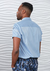 Blue Buckle Detailed Short Sleeve Shirt