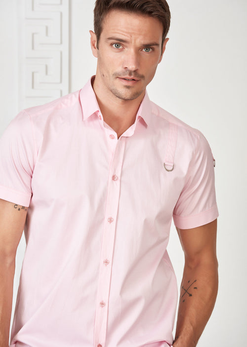 Pink Buckle Detailed Short Sleeve Shirt