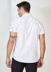 White Quilted Ribbon Short Sleeve Shirt