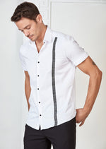 White Quilted Ribbon Short Sleeve Shirt
