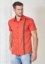 Red Quilted Ribbon Short Sleeve Shirt