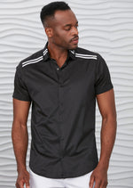 Black Double Line Short Sleeve Shirt