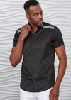 Black Double Line Short Sleeve Shirt