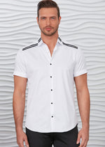 White Double Line Short Sleeve Shirt