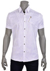 White Splash Print Gold Zipper Shirt