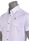 White Splash Print Gold Zipper Shirt
