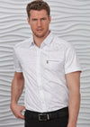 White Aztec Print Short Sleeve Shirt