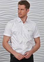 White Aztec Print Short Sleeve Shirt