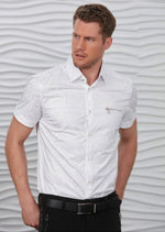 White Aztec Print Short Sleeve Shirt