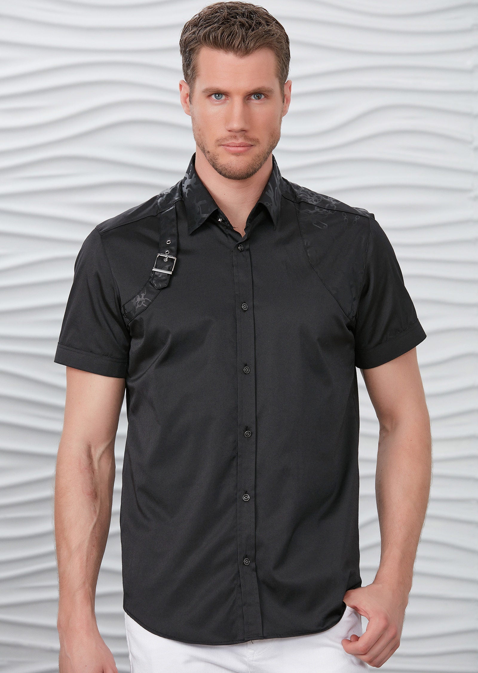 Black Harness Buckle Shirt XXL / Black / COTTON