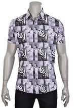 Black Gray "Meander" Print Shirt