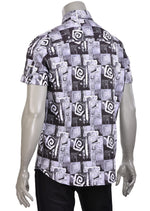 Black Gray "Meander" Print Shirt