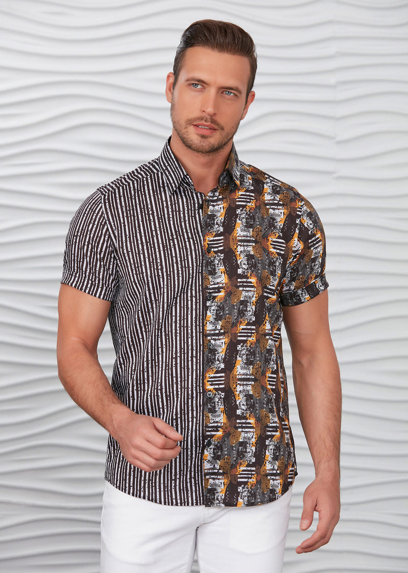 Black "Cesar" Contrast Print Shirt