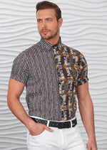 Black "Cesar" Contrast Print Shirt