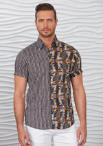 Black "Cesar" Contrast Print Shirt