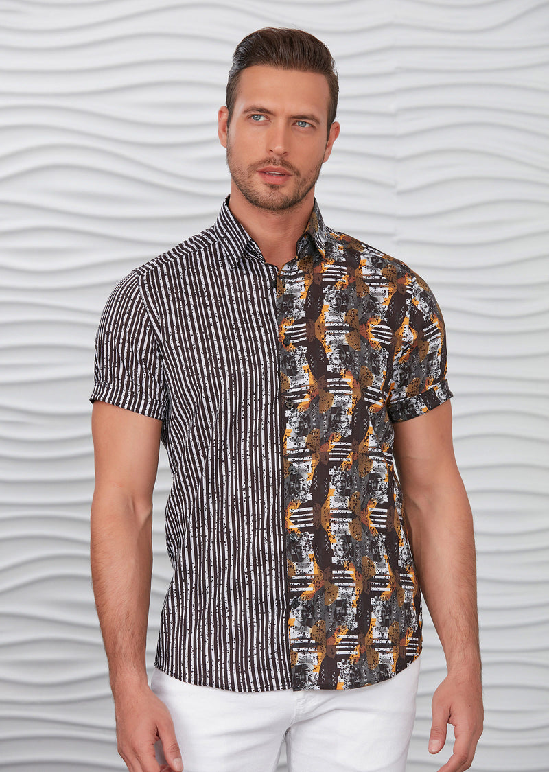 Black "Cesar" Contrast Print Shirt