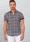 Black White Stripe Palm Print Shirt