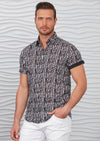 Black White Stripe Palm Print Shirt
