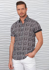 Black White Stripe Palm Print Shirt