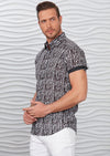 Black White Stripe Palm Print Shirt