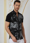 Black Silver "Words" Zipper Shirt