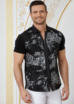 Black Silver "Words" Zipper Shirt