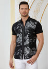 Black Silver "Words" Zipper Shirt