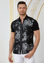Black Silver "Words" Zipper Shirt