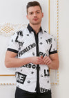 White "Slogans" Short Sleeve Shirt
