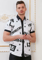 White "Slogans" Short Sleeve Shirt