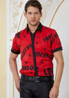 Red "Slogans" Short Sleeve Shirt