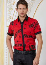 Red "Slogans" Short Sleeve Shirt