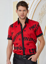 Red "Slogans" Short Sleeve Shirt